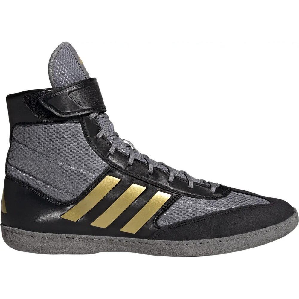 adidas Men's Combat Speed V Wrestling Shoes Grey Black Gold Size 14 Lace Up